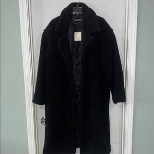 Fabletics Black Teddy Jacket Plush Oversized Design